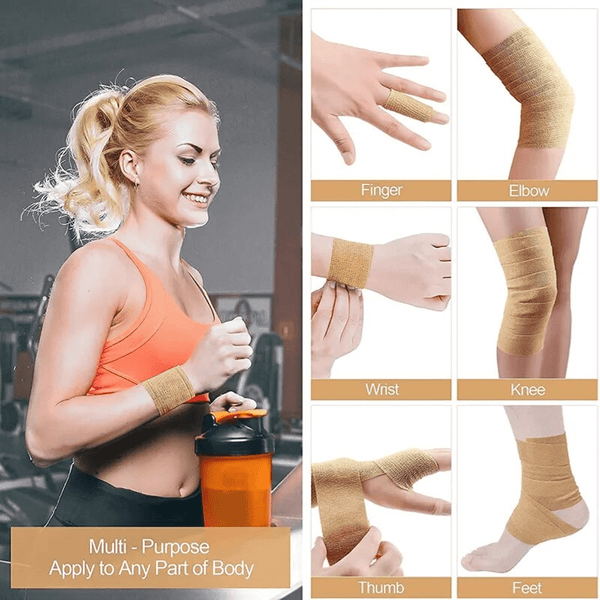 12 Rolls 5 Yards Self-Adhesive Bandage Wrap - Versatile and Convenient First Aid Solution