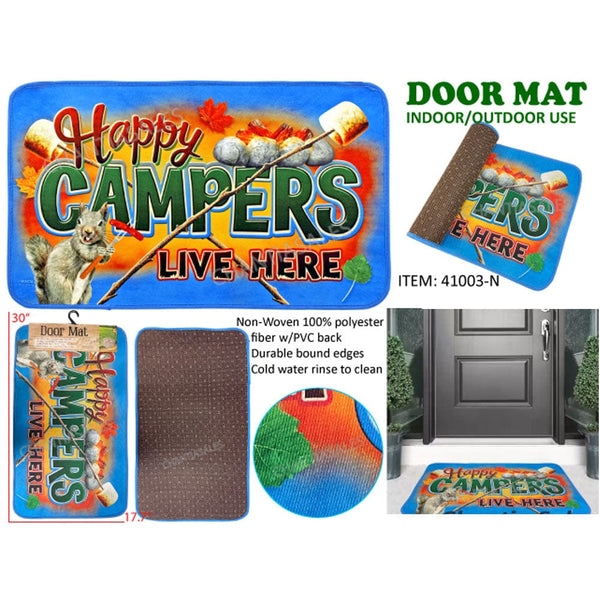 "Happy Campers Live Here" Welcome Doormat