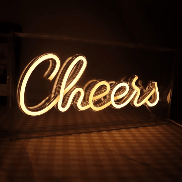 "CHEERS" NEON LED WALL SIGN ON ACRYLIC PLAQUE