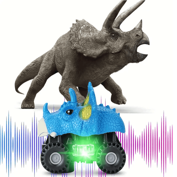 2 Pack Dinosaur Vehicle Set Pull Back Cars with LED Light Sound for Toddlers Boys and Girls