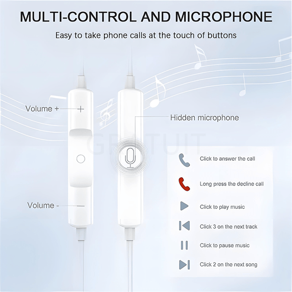 In-Ear Stereo Headphones with Inline Control and Microphone for iPhone and Android