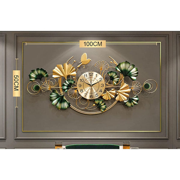 Ginko Leaf Art Metal Vintage Wall Clock