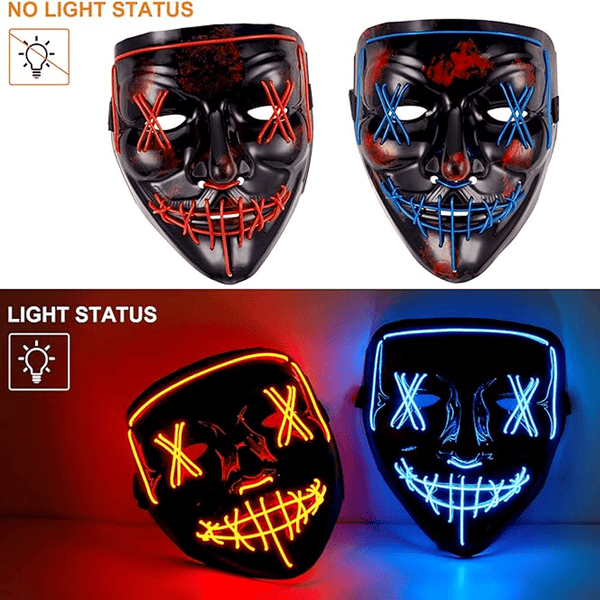 2 Pack LED Glow in the Dark Halloween Masks