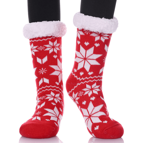 Women's Snowflake Thick Fur Lined Slipper Socks