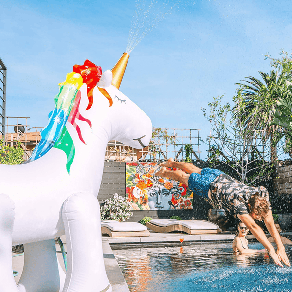 Giant Rainbow Unicorn Inflatable Sprinkler