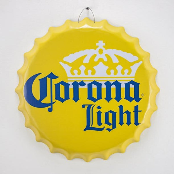 Metal Sign Bottle Cap - Corona Light Orange