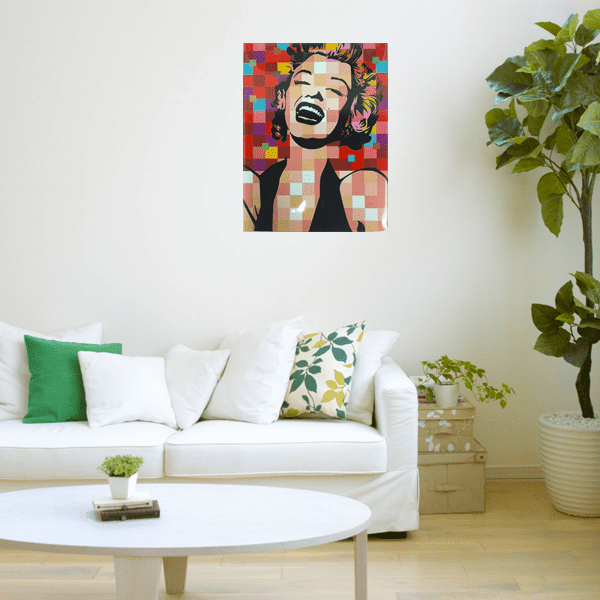 "Marilyn Monroe Pixel Art" Vintage Wall Decor Art With Pre-Drilled Holes
