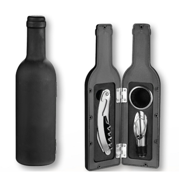 3 Piece Set: Novelty Bottle Shaped Wine Tool Gift Set