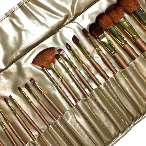 Cosmetics - 24-Piece Professional Golden Mocha Make Up Brush Set With Leather Case