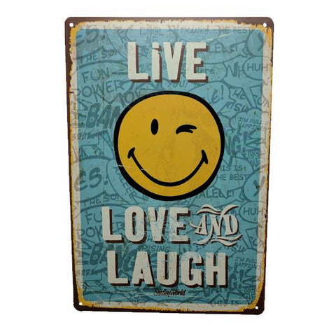 Home - "Live, Love And Laugh" Vintage Collectible Metal Wall Decor Sign