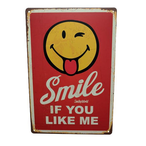 Home - "Smile If You Like Me" Vintage Collectible Metal Wall Decor Sign
