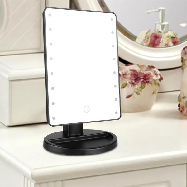 Home - Ultra Clear 16-LED Rotating Vanity Mirror With Adjustable Viewing Angle And Tray - Assorted Colours