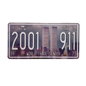 "New York 2001-911 World Trade Center" Vintage License Plate Wall Decor Sign