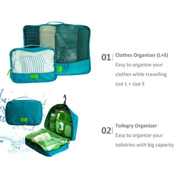 Travel - Deluxe 7-Piece Water-Resistant Travel Bags And Luggage Organizer Set - Assorted Colors