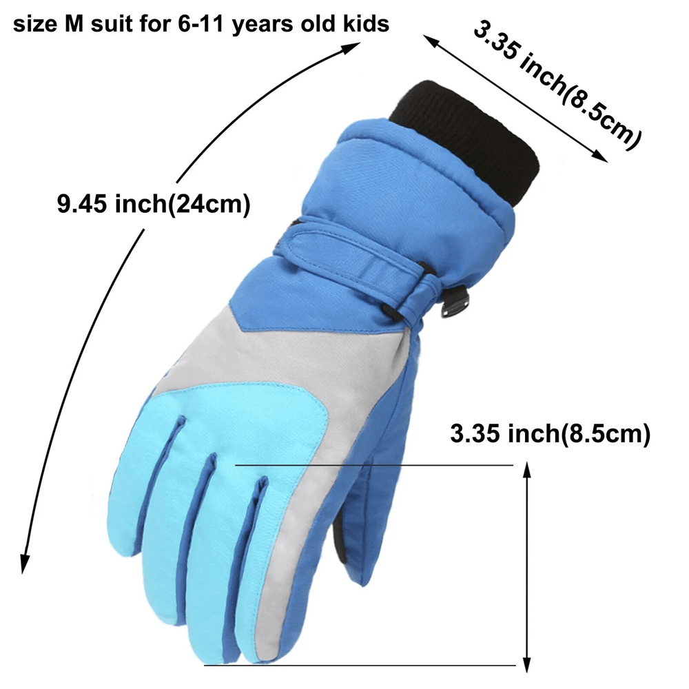 WHITE OAKS SKI GLOVES FOR KIDS 7-9 YEARS OLD