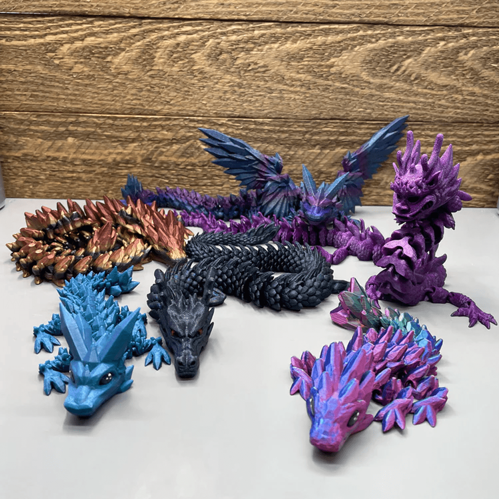 3D CRYSTAL ARTICULATED WINGED DRAGON - 3 SIZES