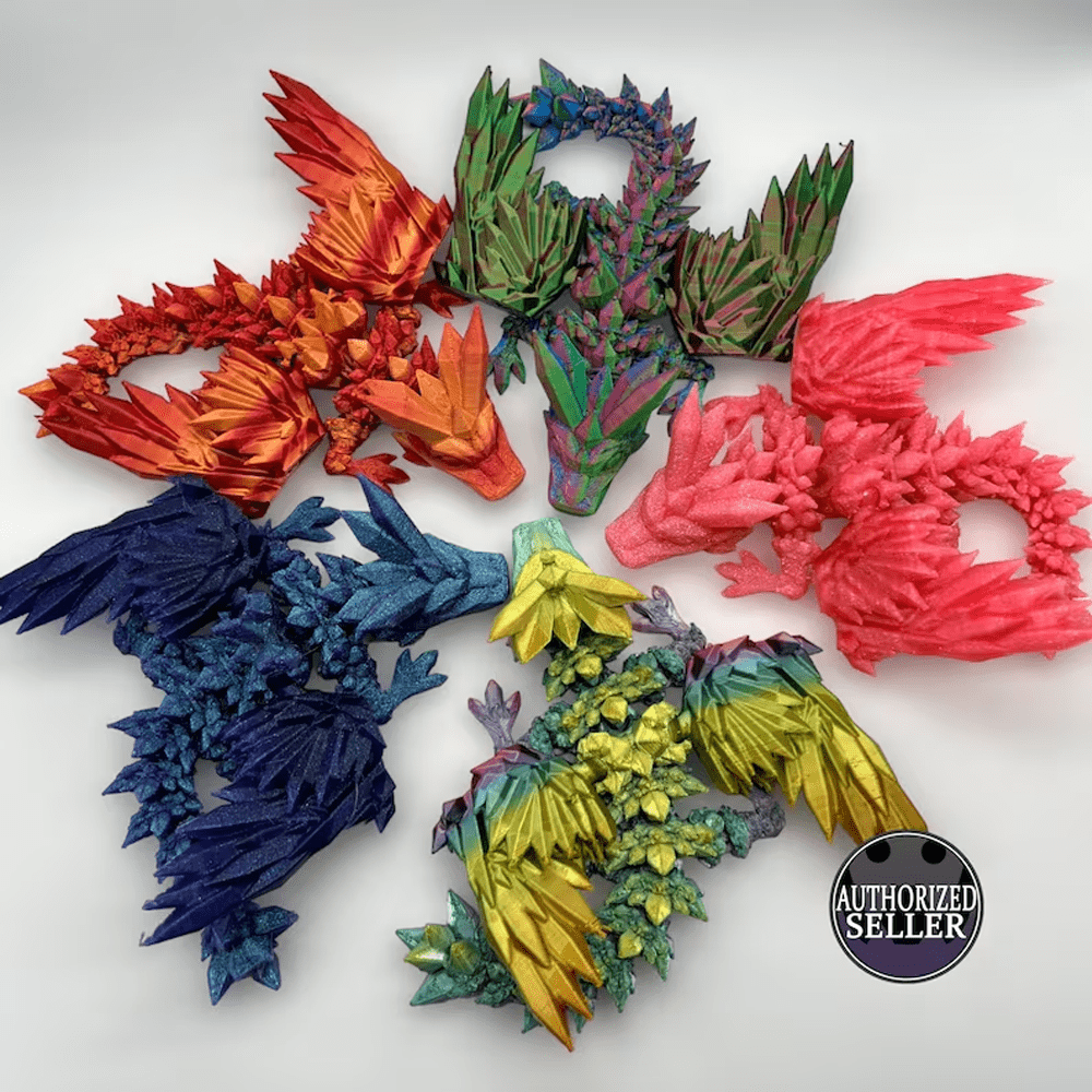 3D CRYSTAL ARTICULATED WINGED DRAGON - 3 SIZES