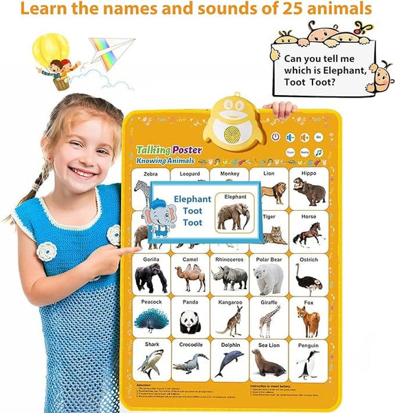 Interactive Animal Wall Chart, Knowing Animals & Music Educational Poster