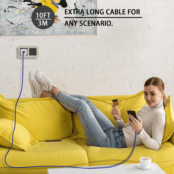 10-Feet Tangle-Free Charging Cables For iPhone & Android
