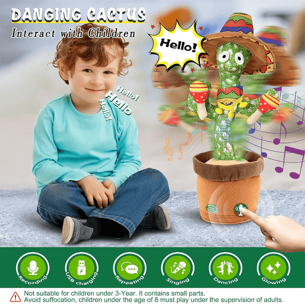 Cactus Interactive Plush Light Up Toy That Sings, Dances, and Talks