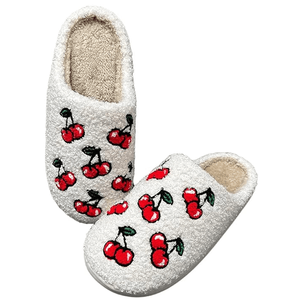 Cute & Comfy Cherry Pattern Cozy Slippers