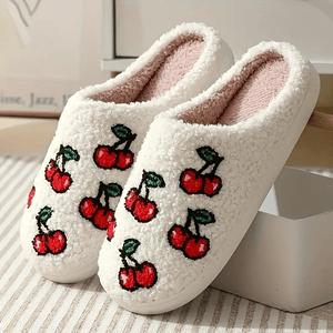 Cute & Comfy Cherry Pattern Cozy Slippers