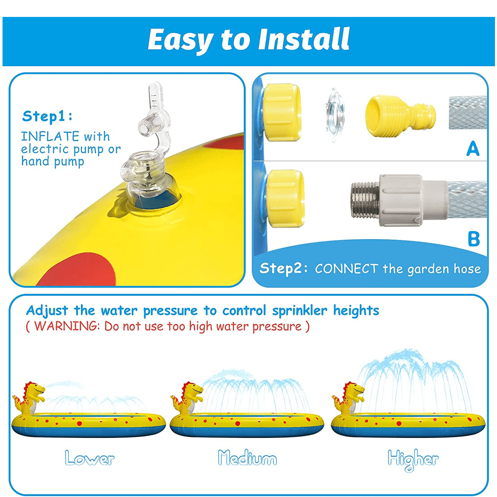 2-in-1 Dinosaur Inflatable Sprinkler & Kiddie Pool