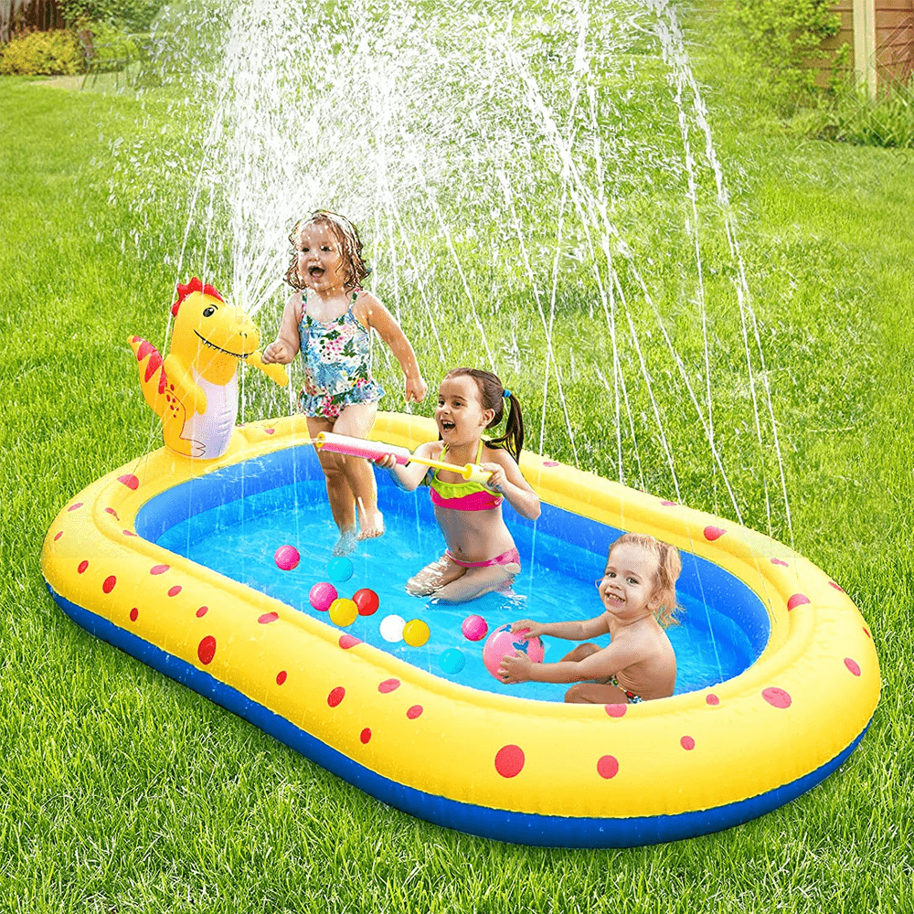 2-in-1 Dinosaur Inflatable Sprinkler & Kiddie Pool