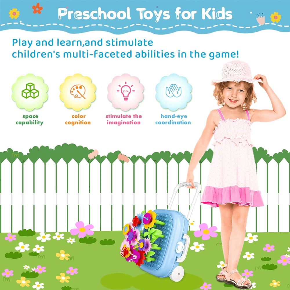 DIY FLOWER GARDEN BUILDING BLOCKS FOR KIDS, EDUCATIONAL STEM TOY FOR TODDLERS