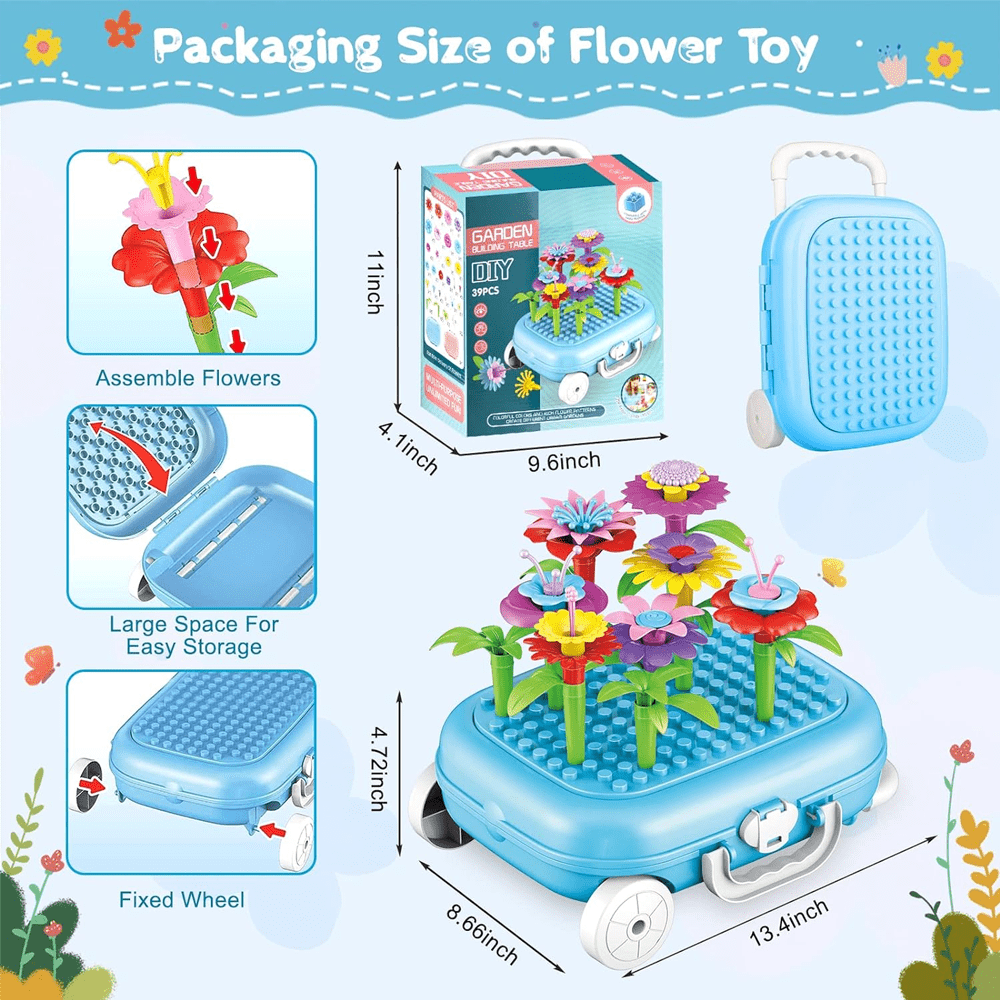 DIY FLOWER GARDEN BUILDING BLOCKS FOR KIDS, EDUCATIONAL STEM TOY FOR TODDLERS