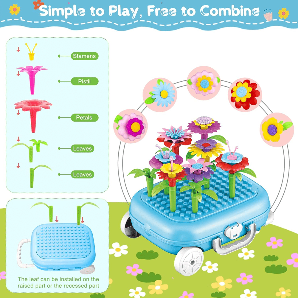DIY FLOWER GARDEN BUILDING BLOCKS FOR KIDS, EDUCATIONAL STEM TOY FOR TODDLERS