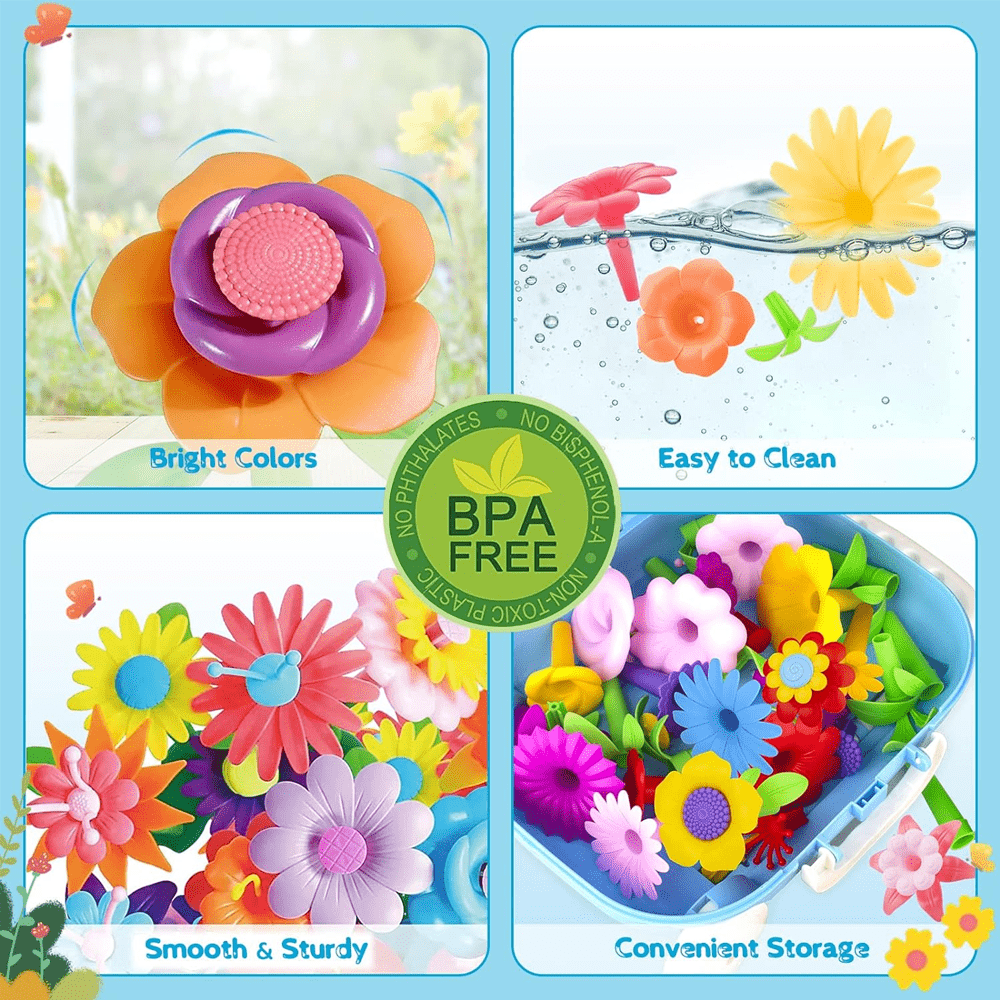 DIY FLOWER GARDEN BUILDING BLOCKS FOR KIDS, EDUCATIONAL STEM TOY FOR TODDLERS
