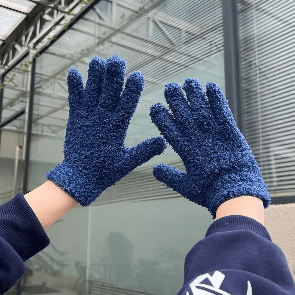 5 PAIRS FREEZE PROOF FUZZY PLUSH SOFT WINTER GLOVES