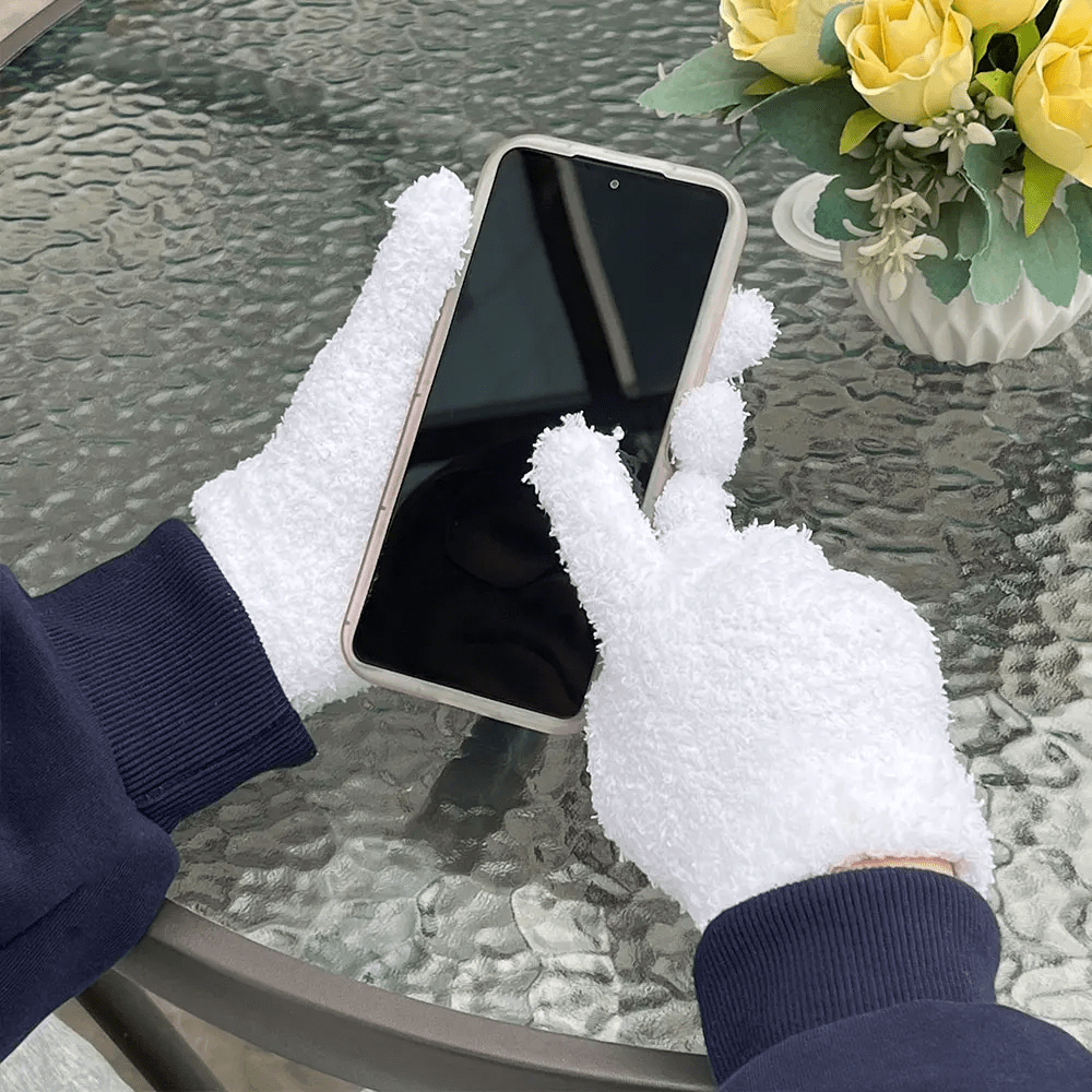 5 PAIRS FREEZE PROOF FUZZY PLUSH SOFT WINTER GLOVES