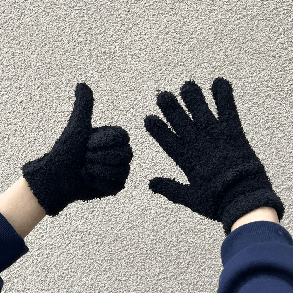 5 PAIRS FREEZE PROOF FUZZY PLUSH SOFT WINTER GLOVES