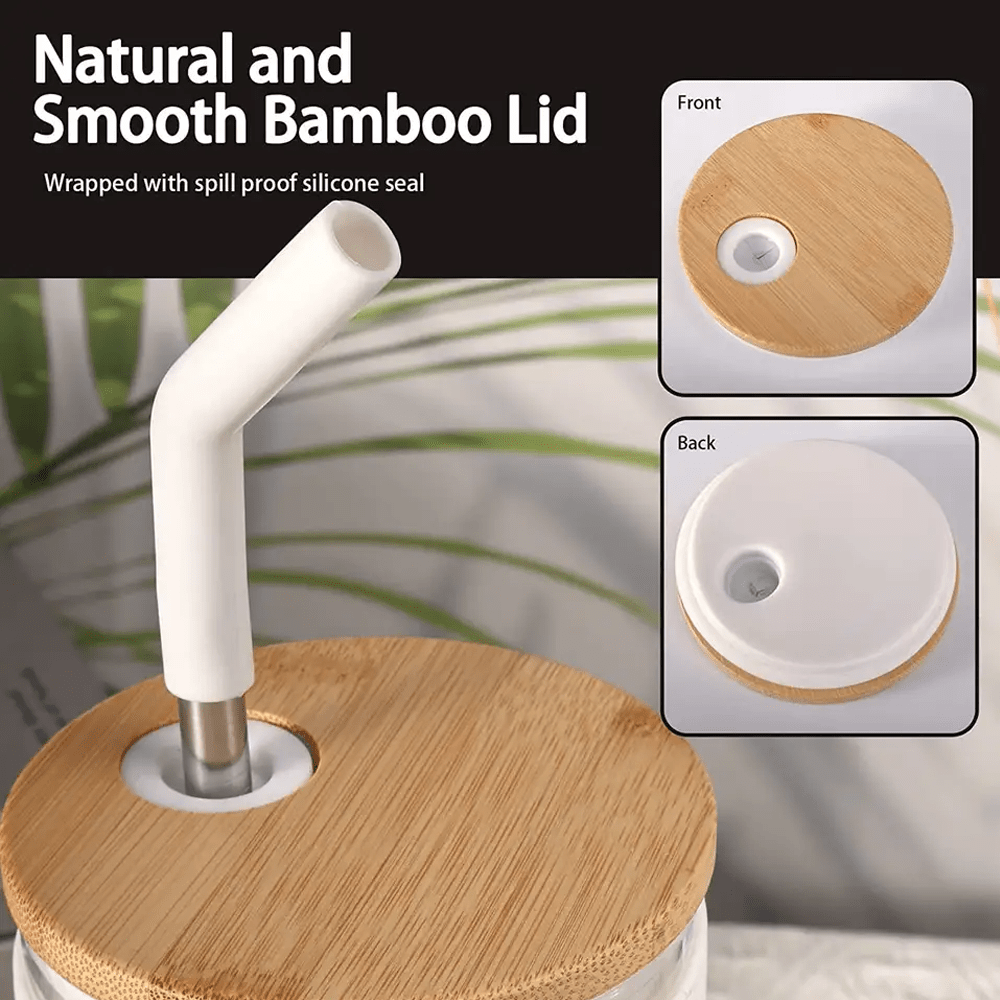 32 Oz Glass Tumbler with Bamboo Lid and Straw