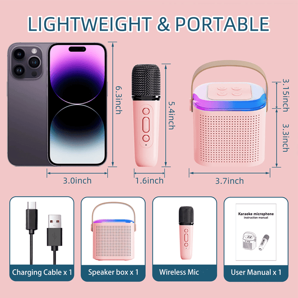 PORTABLE MULTIFUNCTIONAL WIRELESS MINI KARAOKE MACHINE WITH STEREO SOUND AND RGB LIGHT