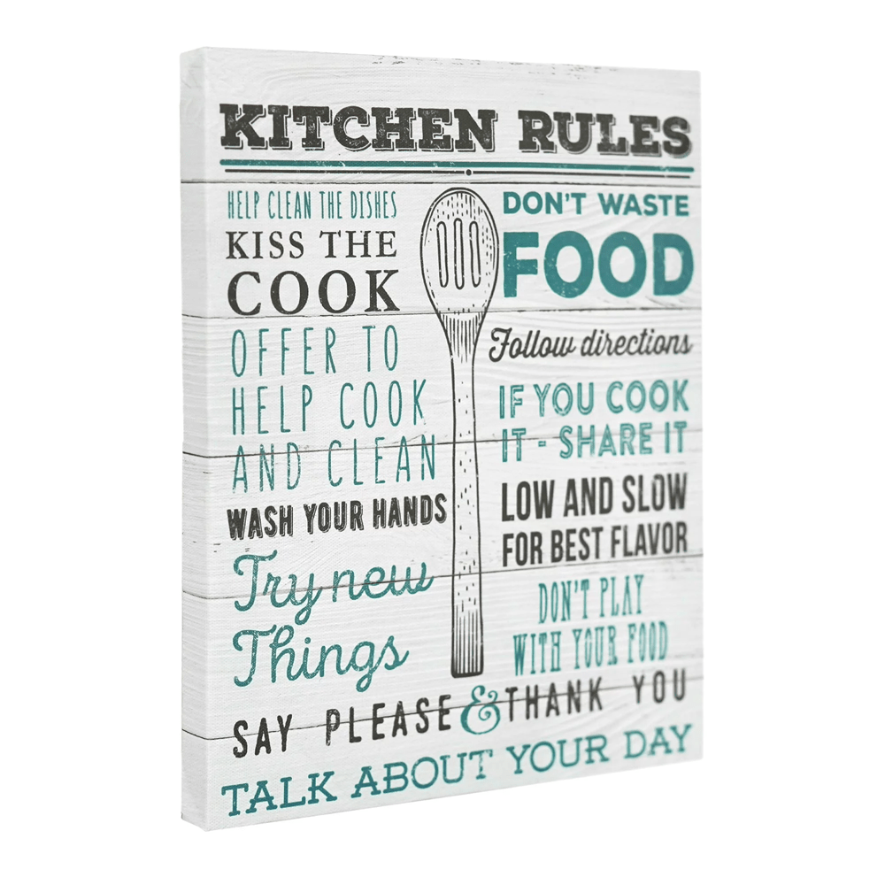 Kitchen Rules Farmhouse Typography Canvas Art Print - 6.5