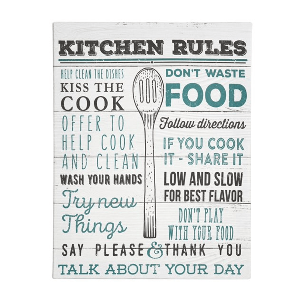 Kitchen Rules Farmhouse Typography Canvas Art Print - 6.5