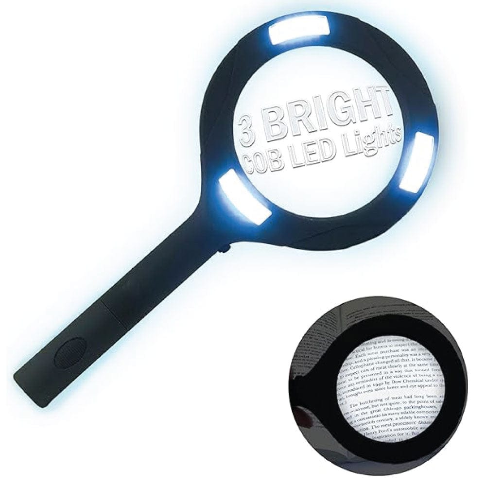 LED COB MAGNIFYING GLASS RECHARGEBALE, CHARGER PORT, USB INCLUDED, BETTERY operated INCLUDED