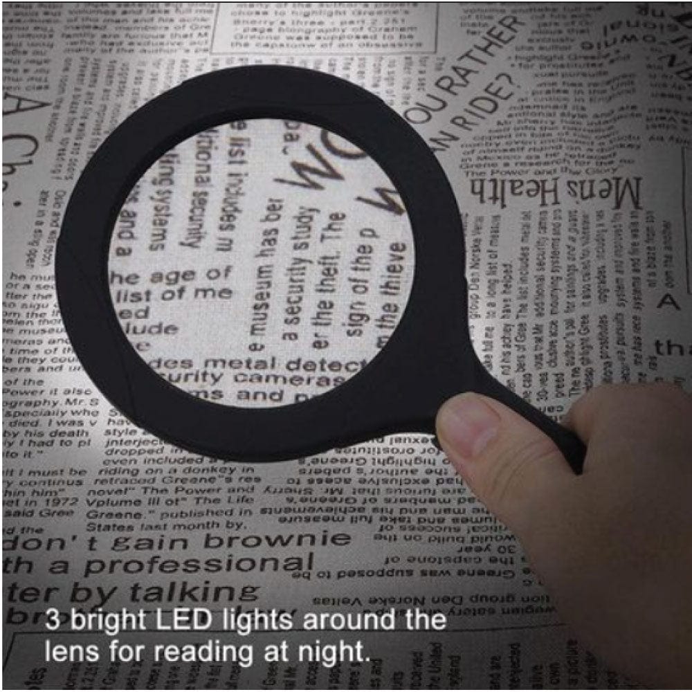 LED COB MAGNIFYING GLASS RECHARGEBALE, CHARGER PORT, USB INCLUDED, BETTERY operated INCLUDED