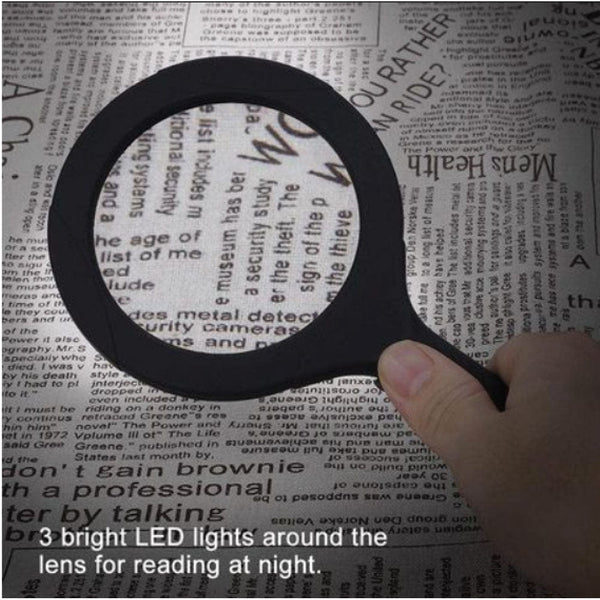 LED COB MAGNIFYING GLASS RECHARGEBALE, CHARGER PORT, USB INCLUDED, BETTERY operated INCLUDED