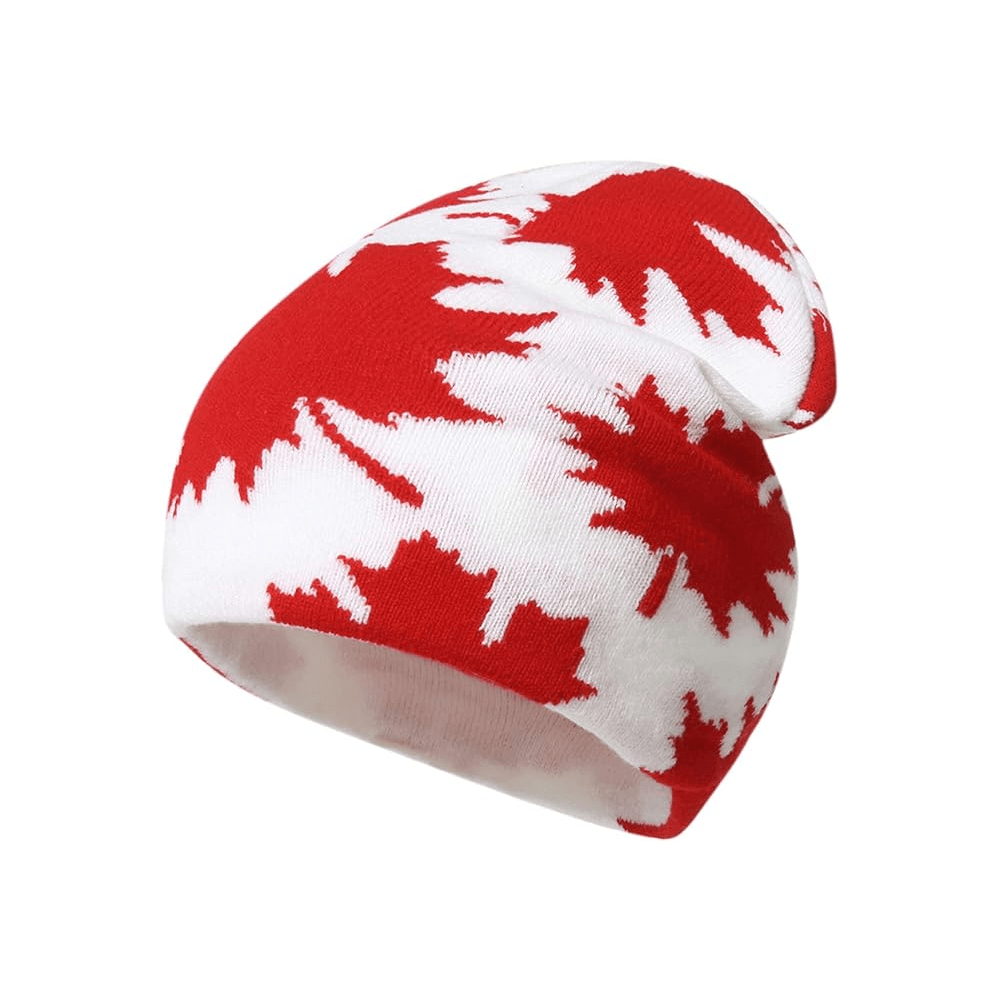 UNISEX MAPLE LEAF PRINT KNITTED BEANIE