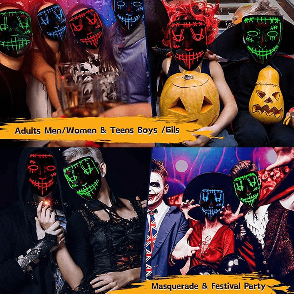 2 Pack Haunting Glow-in-the-Dark Stitched Forehead Halloween Masks