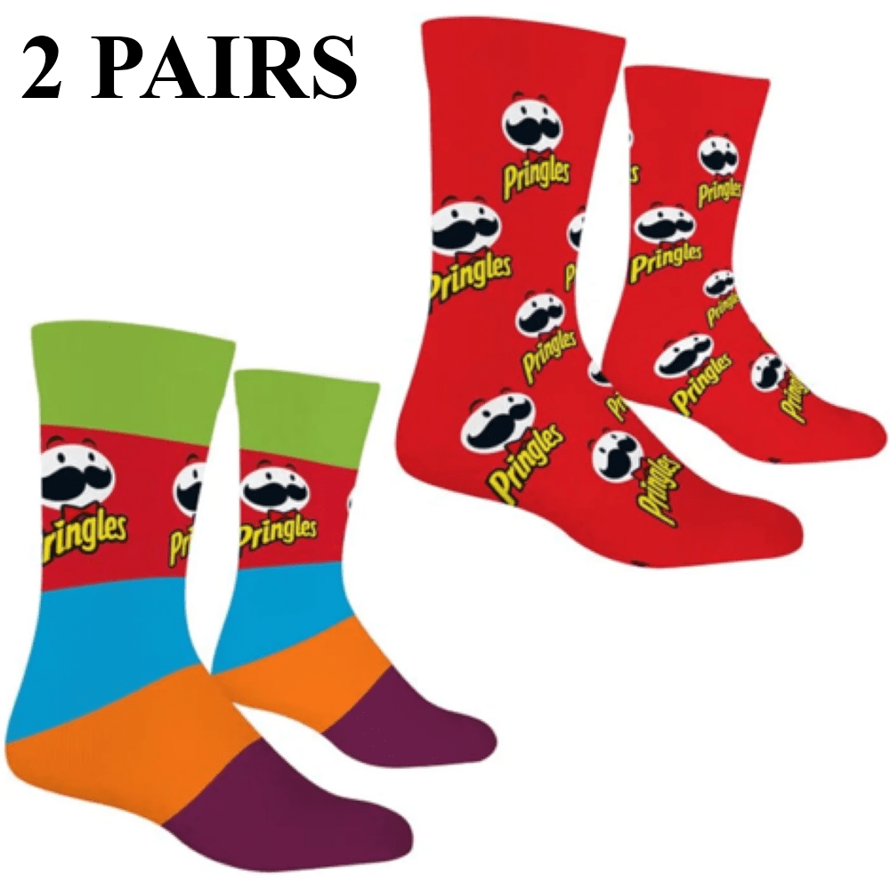 2 PAIRS UNISEX PRINGLES LOGO CREW SOCKS