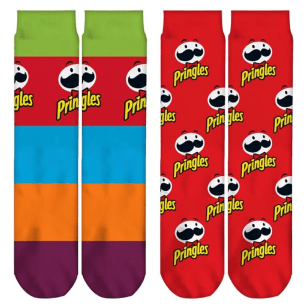 2 PAIRS UNISEX PRINGLES LOGO CREW SOCKS