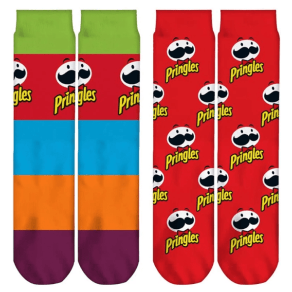 2 PAIRS UNISEX PRINGLES LOGO CREW SOCKS