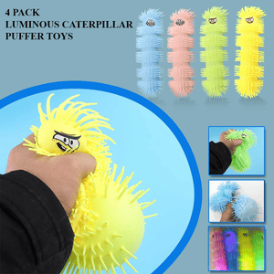 4 Pack Luminous Caterpillar Puffer Toys