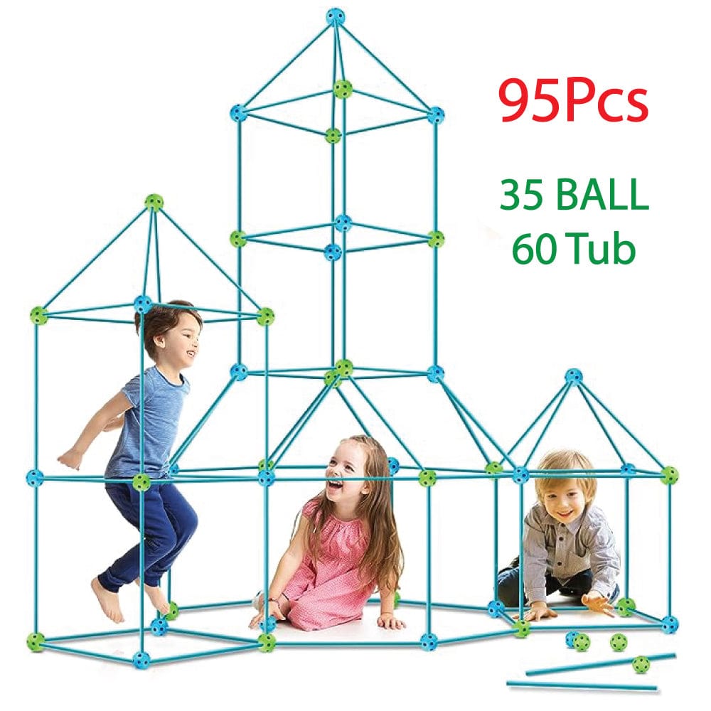Fort Building Kit 95 Pieces for Indoor and Outdoor Playing
