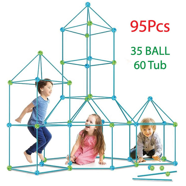 Fort Building Kit 95 Pieces for Indoor and Outdoor Playing